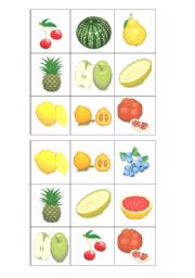 English Worksheet: fruits bingo 5