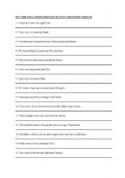 English Worksheet: Reported Speech with Past Tense