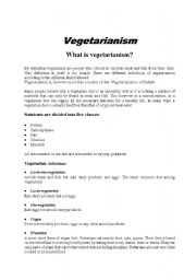 English Worksheet: Vegetarianism