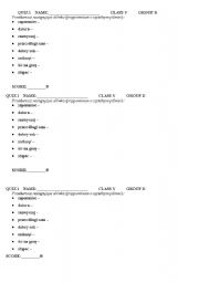 English Worksheet: quiz, primary school