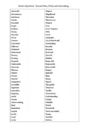 English Worksheet: Better Adjectives 