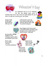 English Worksheet: Valentines poems