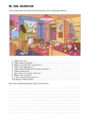 English Worksheet: In the bedroom