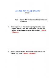 English Worksheet: Social Studies - NEP Students - Differences Divide Britain and Its Colonies