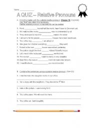 English Worksheet: Relative clauses - a quiz