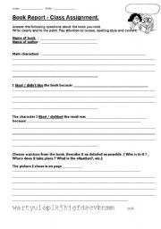 English Worksheet: Book Report