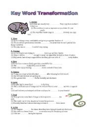 English Worksheet: Key word transformation