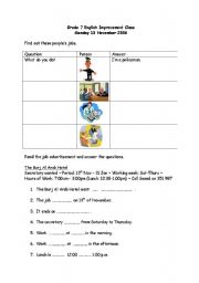 English worksheet: talking about jobs