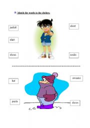 English Worksheet: match the clothes