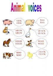 English worksheet: Animal english voices