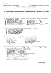 English Worksheet: 8th grade exam