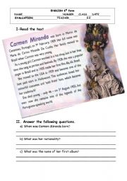 English Worksheet: C. Miranda biography