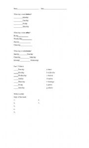 English Worksheet: Days and moths