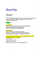 English Worksheet: Phrasal Verbs  Revision