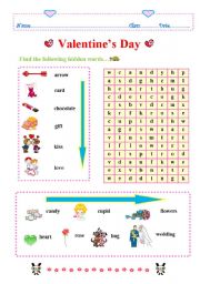 English Worksheet: valentine wordsearch ( new )