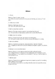 English Worksheet: Idioms