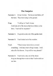 English worksheet: play based on frog and toad story 