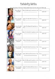 English Worksheet: CELEBRITY BIRTHS