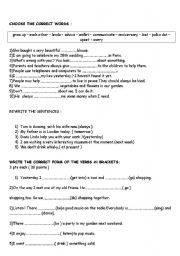 English worksheet: CORRECT WORDS-REWRITE EX.