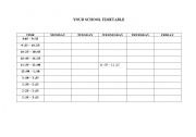 English worksheet: school timetable