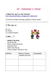 English Worksheet: st.Valentines story