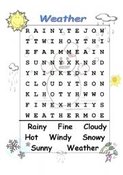 English Worksheet: weather wordsearch