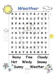 English Worksheet: weather wordsearch