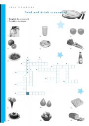 English Worksheet: FOOD AND DRINK CROSSWORD