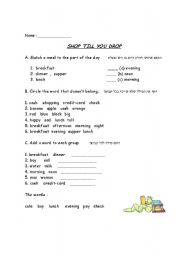 English worksheet: Shopping