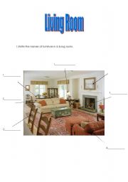 English Worksheet: living room
