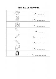 English worksheet: Classroom objects