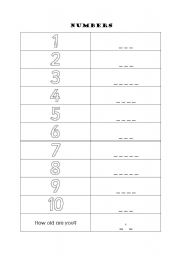 English worksheet: Numbers