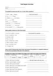 English Worksheet: Past Simple Exercises - Review