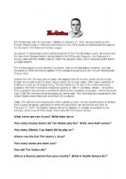 English Worksheet: The History of Tim Horton 
