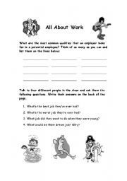 English Worksheet: all about work