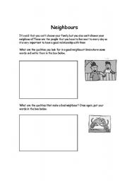 English Worksheet: Neighbours