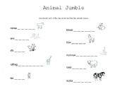 English Worksheet: Animal Unscramble game