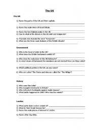 English Worksheet: Quiz. The UK