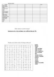 English Worksheet: interview and wordsearch