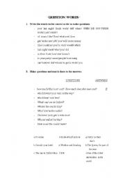 English Worksheet: QUESTION WORDS AND PREPOSITIONS IN QUESTIONS
