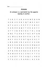 English Worksheet: Antonymns word search