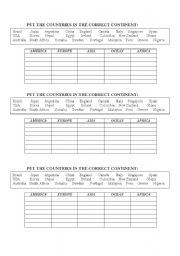 English Worksheet: Countries