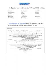 English Worksheet: FOR, SINCE, ALREADY, YET...