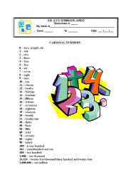 English Worksheet: Cardinal Numbers