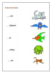 English worksheet: animals