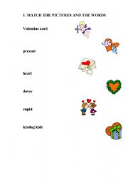English worksheet: valentine words and valentine quiz