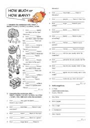 English Worksheet: How much or how many?