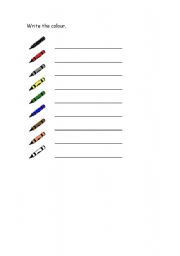 English Worksheet: Write the colour