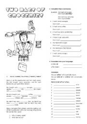 English Worksheet: Two Bags Of Groceries