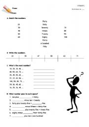 English Worksheet: Numbers